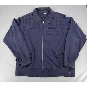 Rocawear Men's Blue Full Zip Button Jacket 3X-Large Zipped Pockets Logo Accent